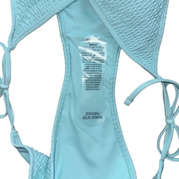 Hollister Swim sz XL tie light blue ruffle cheeky swimsuit NWOT - Picture 4 of 7